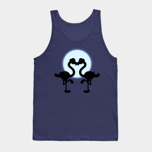 Cute Flamingo Couple Forming A Heart In The Moonlight Tank Top